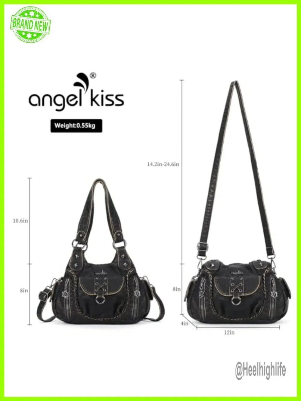 Vegan Leather Hobo Shoulder Bag Crossbody Tote Multi-Pocket Handbag